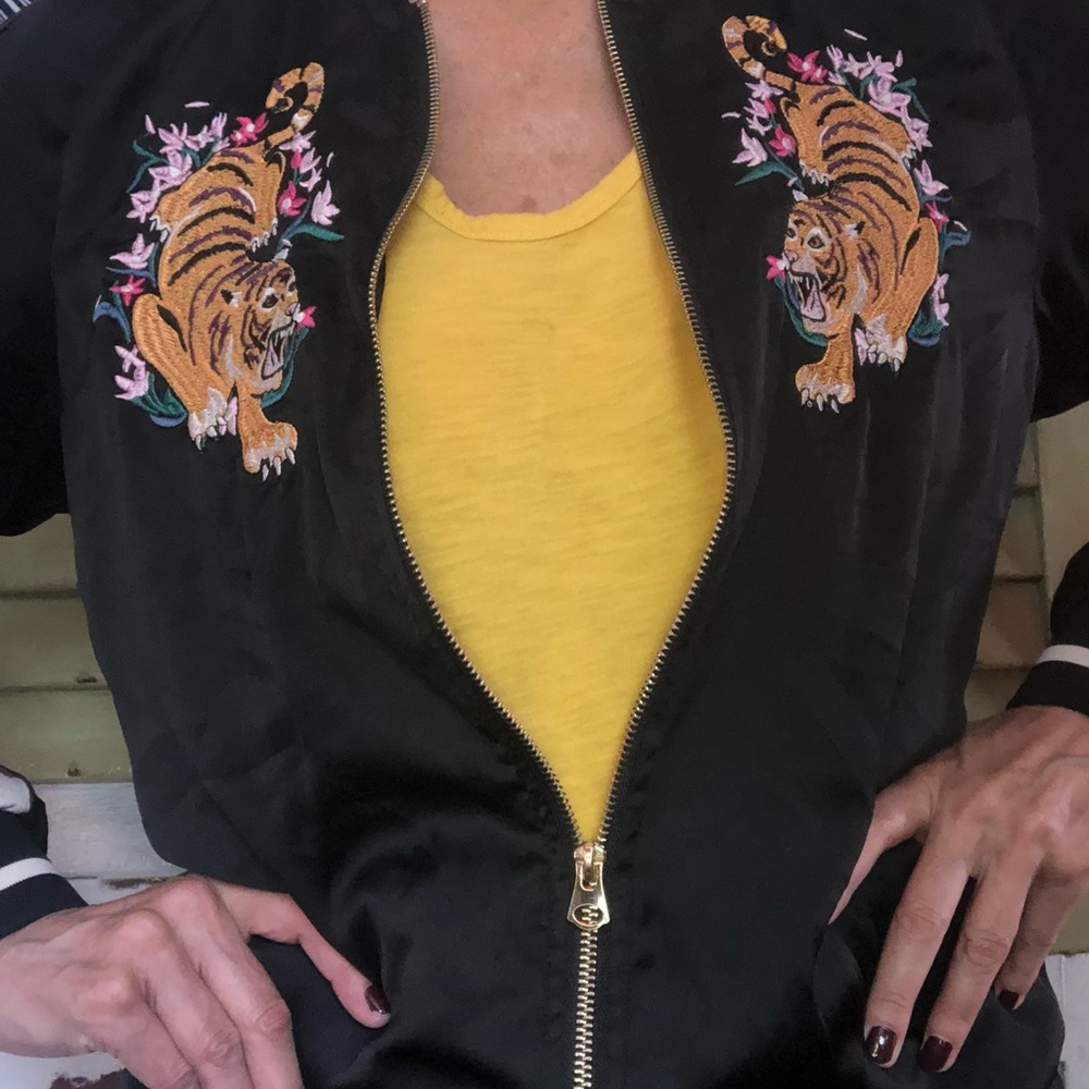 black satin bomber jacket - Picture 3 of 8